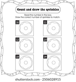 Hoja de cálculo de matemáticas para niños: contar y dibujar