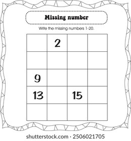 kids mathematics worksheet : missing number (activity 1)