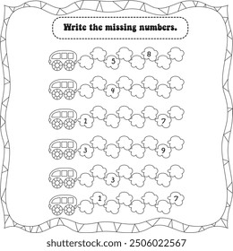 Hoja de cálculo de matemáticas para niños: número faltante (actividad 4)