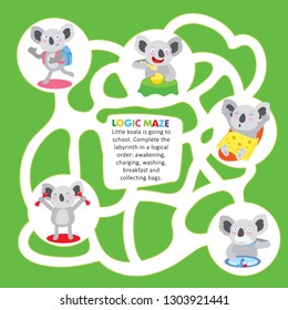 Kids Maze Game Puzzle Koala Order Printable Sheet