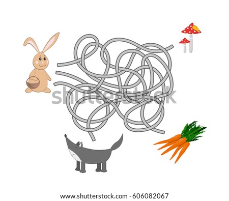 Kids maze. Help the rabbit to find a way out of the  labyrinth. Funny game for children. Vector illustration