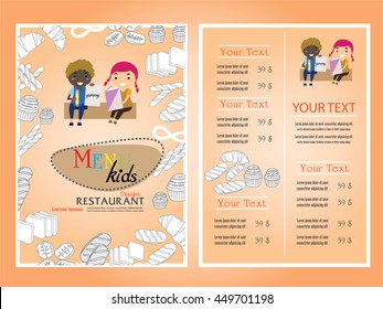 kids meal menu vector template. 