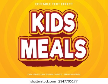 kids meals text effect template with 3d bold type style and retro concept use for brand and logotype