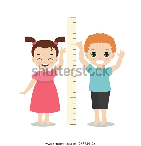 Kids Measures Growth Girl Boy Measuring Stock Vector (Royalty Free ...