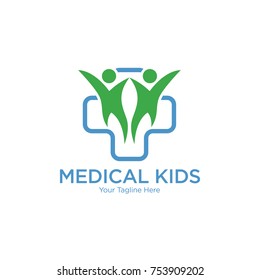 Kids medicine practice sign. Vector Illustration. Branding Identity Corporate vector logo design template Isolated on a white background