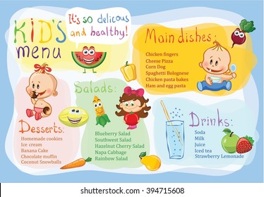 Kid's menu banner design template. 