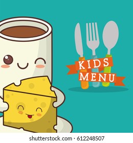 kids menu cheese chocolate cuttlery