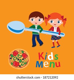 Kids menu. Cover for children's menu. Vector illustration.