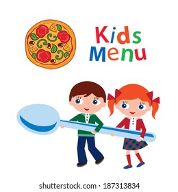 Kids menu. Cover for children's menu. Vector illustration.