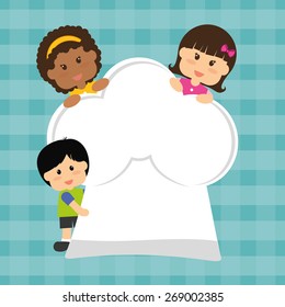 Kids menu design over blue background, vector illustration.