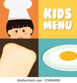 Kids menu design over coloful background, vector illustration.
