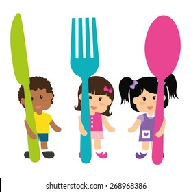 Kids menu design over white background, vector illustration.