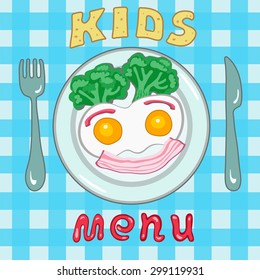 kids menu eggs with bacon
