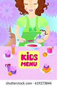 Kids menu girl with dessert