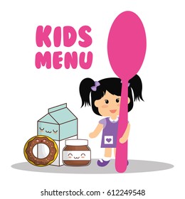 kids menu girl holding spoon food