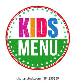 Kids menu grunge rubber stamp on white background, vector illustration