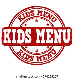 Kids menu grunge rubber stamp on white background, vector illustration