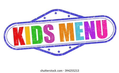 Kids menu grunge rubber stamp on white background, vector illustration