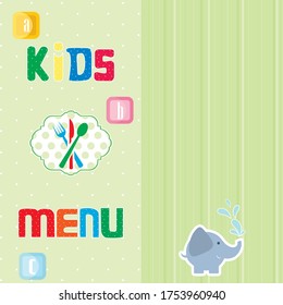 kids menu over green background with polka dot vector illustration