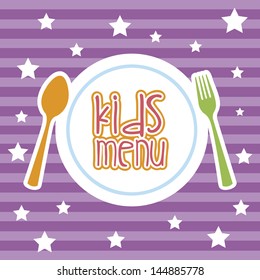 kids menu over purple background vector illustration