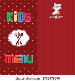 menú de niños sobre la ilustración del vector de fondo rojo