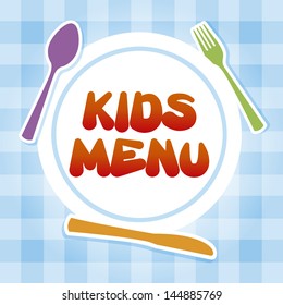 kids menu over tablecloth background vector illustration