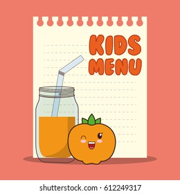 kids menu paper glass jar juice