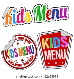 Kids menu sticker set on white background, vector illustration