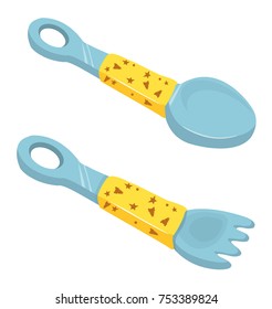 kids menu, tableware for children, cutlery, baby food, vector