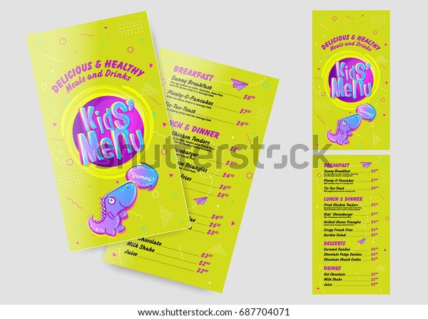 Kids Menu Template Cartoon Style Bright Stock Vector Royalty Free 687704071