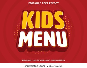 kids menu text effect template design with 3d style use for business brand and logo