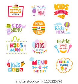 Kids menu vector lettering template