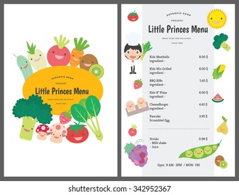 Kids menu. Vector template.