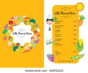 Kids menu. Vector template.