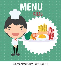 Kids menu. Vector template.