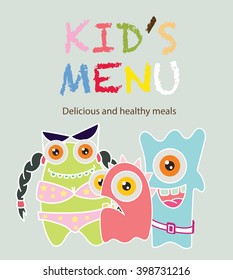 Kids menu. Vector template.