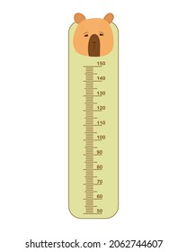 Kids meter wall with cute animal. Stadiometer for little children. Kids space height chart. Design of kid's products. Cute wall meter with funny animals. Vector template.