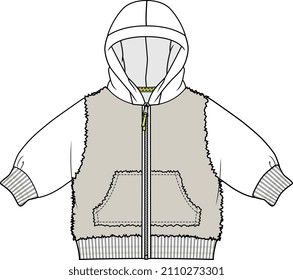 JACKET DE TEJIDOS DE TEJIDOS MEZCLADOS CON HERRAMIENTA PLANA DE VECTOR DE TAPA