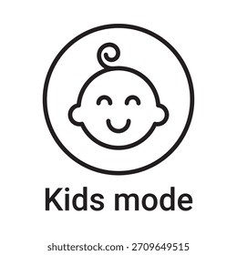 Kids mode icon. Vector line symbol for a website, product card, presentation and mobile app, packaging or instruction. Editable outline sign