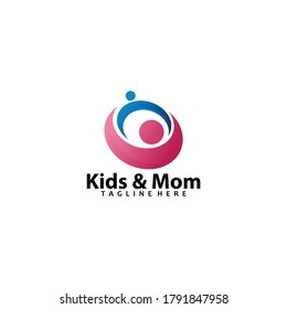 kids and mom logo icon vector isolated