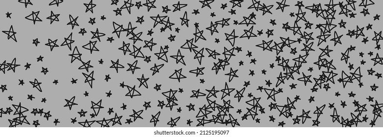 Kids Monochrome Grey Childish Childish Dark Grey Handdrawn Illustration. Black Art Naive Chaotic Simple Graphic Handdrawn Stars. Night Bright Sky Gray Stars Dark Retro Stars Wallpaper.