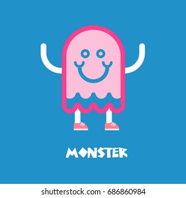 Kids monster logo. Child toy icon for business.