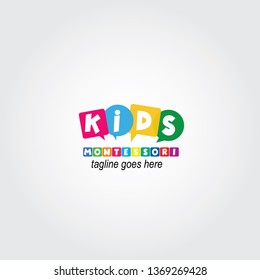 Kids Montessori school vector logo design, Kids Preschool 