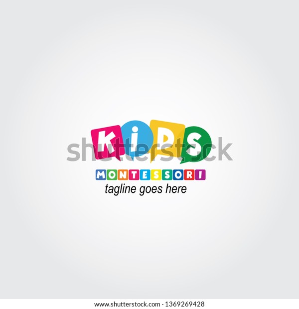 Kids Montessori School Vector Logo Design Royalty Free Stock Image