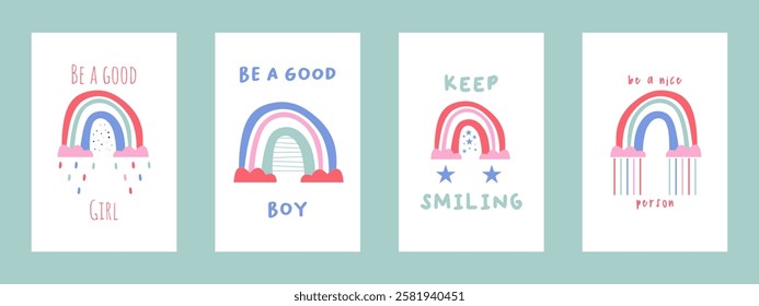 Kids motivation poster wall art with scandinavian rainbow. Scandinavian rainbow poster wall art for nursey room