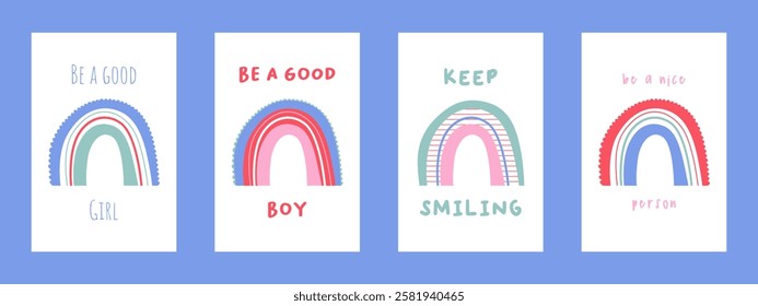 Kids motivation poster wall art with scandinavian rainbow. Scandinavian rainbow poster wall art for nursey room