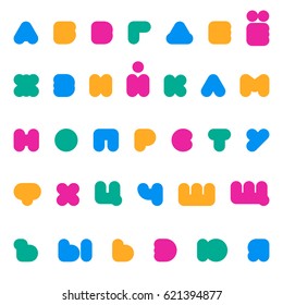 Kids multicolored rounded bold Cyrillic font.