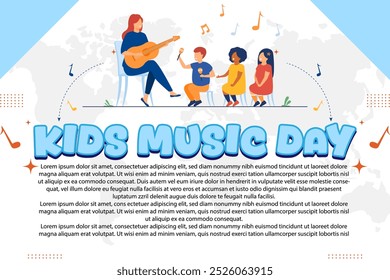 Kids Music Day – October 4, 2024, Attractive design, can be used on all social media platforms, beautiful color combination, get it now for the first purchase.