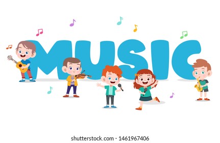 kids music instruments vector illustration