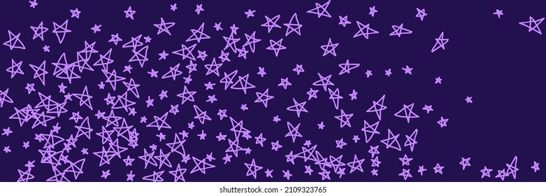 Kids Naive Vibrant Stars Pink Bright Purple Vivid Background. Childish Pinky Chaotic Pink Bright Lavender Kids Illustration. Pinky Violet Chaotic Lavender Dark Pastel Childish Handdrawn Stars.
